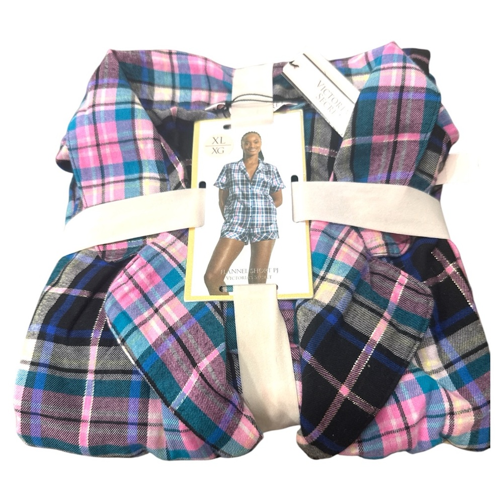 Victoria's Secret Plaid Pajama Set - Pink, Blue, Black